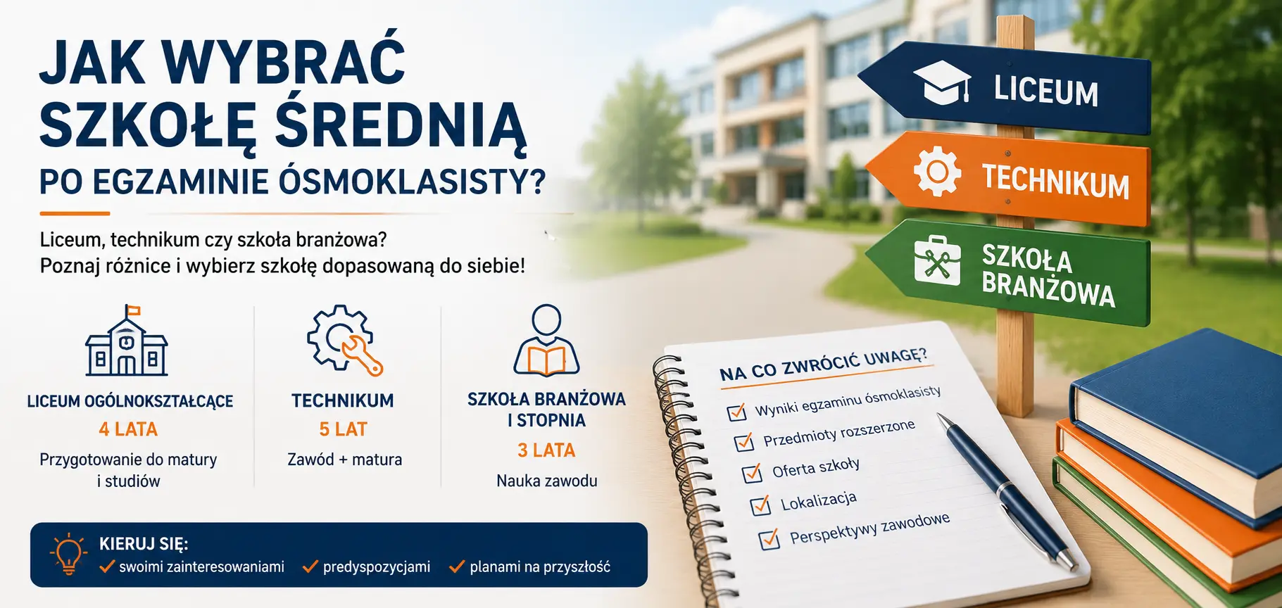 Jak wybrać szkołę średnią po egzaminie ósmoklasisty – LO, technikum czy branżowa?